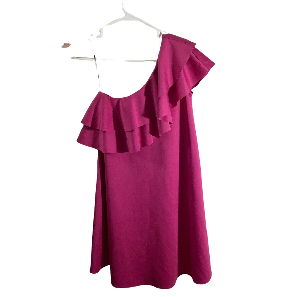 ASOS Fuchsia One Shoulder Ruffle Dress